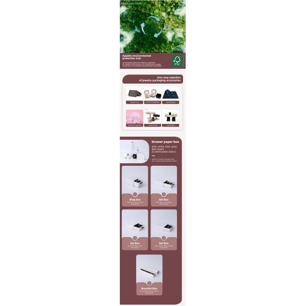 Rectangular jewellery Box Eco Friendly square paper white drawer Jewelry Box