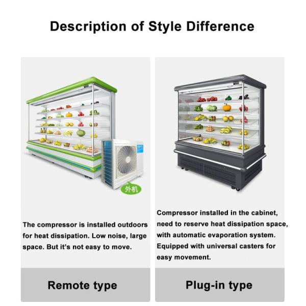 Commercial Supermarket Refrigeration Upright Open Chiller Plug In System