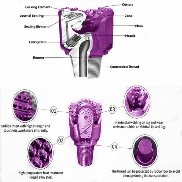 Oil Geological Roller Cone Bit Rubber Sealed Bearing TCI Tricone Drill Bit Hard Rock Drilling Bits