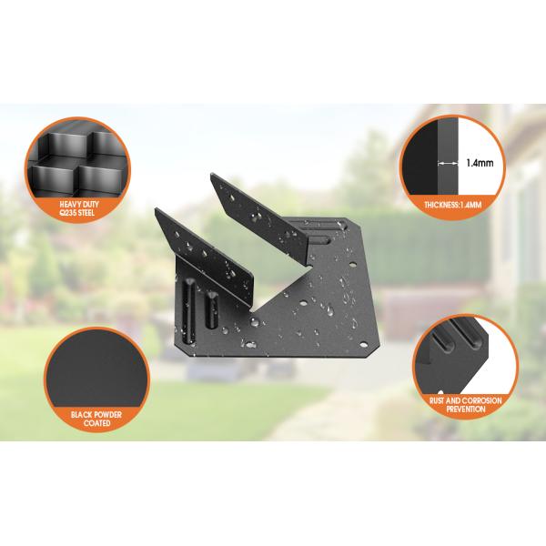 Black Hurricane Tie Clips Fits 2x4 2x6 Truss to Rafter Connectors for Roof Joist Hanger Truss Timber Connectors