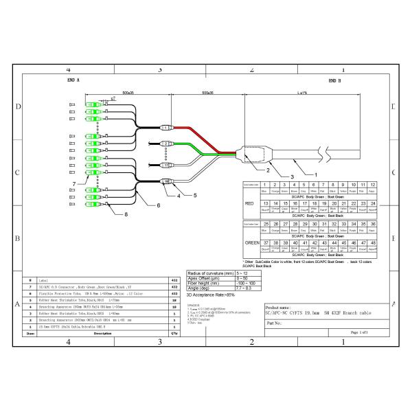 12~432F Fiber Optic Pigtail Fanout