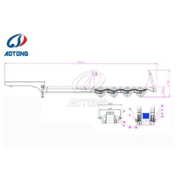 Lowbed Semi-Trailer for Heavy Road Equipment 4 Axles 12.5m 40 Feet Tire 245/70r19.5