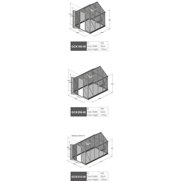 6mm Aluminium Frame Greenhouse Kits PC Commercial 6x6ft 8x6ft 10x6ft