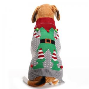 China Pet Dog Sweaters Christmas Clothes With Plush Balls Teddy Golden Retriever Doggie Sweater on sale