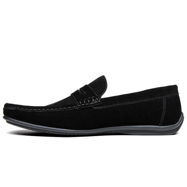 Summer Suede Loafers Mens Leather Moccasins Shoes , Mens Black Slip On Dress Shoes