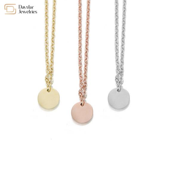 SS Double Layer Choker Necklace , Bar Coin Pendant Clavicle Chain Necklace