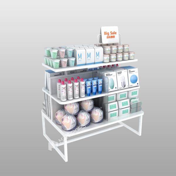 Multi-Function Facial Mask Stand White Multi-layer Display Rack for Makeup Store Interior Design