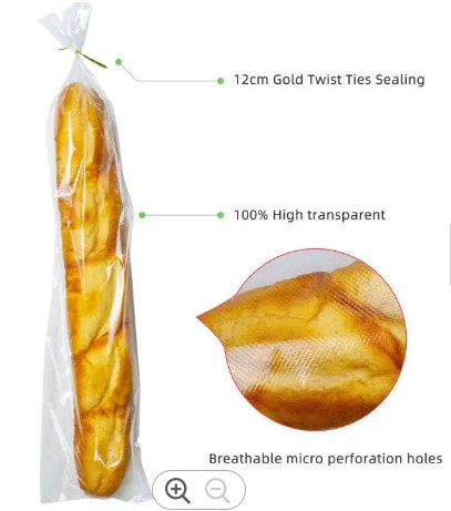 Plastic Breathable Perforated Plastic Bread Bags Wicketed Food Packaging Bag