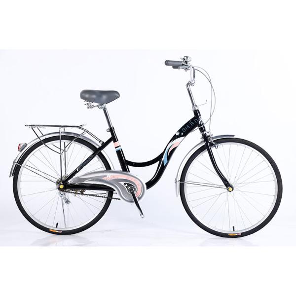 24 Steel Frame Single Speed Ladies Bike City Bicycle With Front And Rear Wheel Disc Brake