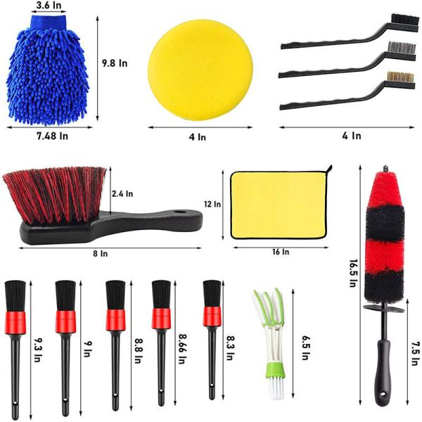 Car Detailing Brush Kit Factory Direct Supply 15Pcs Detailing Car Wheel/Tire Brush Set Kit for Auto Motorcycle Cleaning washing tools