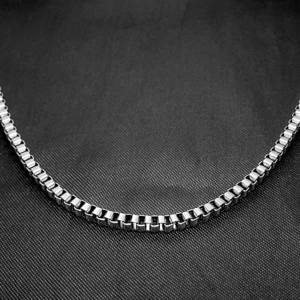 Men's 925 Silver Plated Titanium Stainless Steel Box Chain Necklace (CE496)