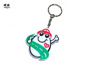 Quality Smile Face PVC Key Ring With 32mm Chain HK Design Silver Color Finished wholesale