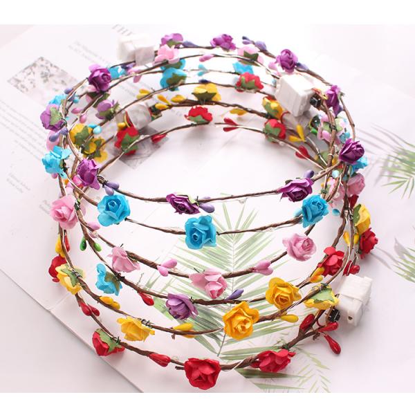 Ladies Christmas Hair Accessories Luminous Led Flower Crown Light Up Glowing 65cm