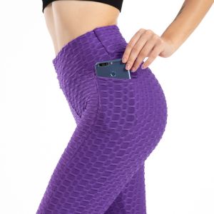 Elastic Fitness Gym Seamless Butt Lifting Leggings With Pocket