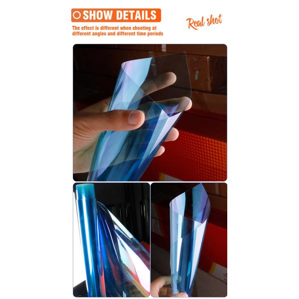 CH6099 Blue Purple Chameleon Tint 2Mil Heat Shrink Color Changing Chameleon Window Tint Film For Car Windshield