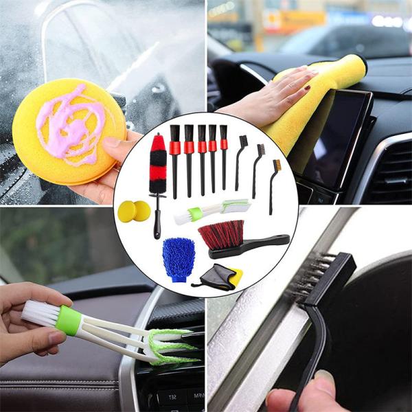 Factory Direct Supply 15Pcs Detailing Car Wheel/Tire Brush Set Kit for Auto Motorcycle Cleaning washing tools