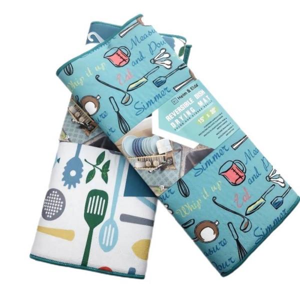 38x50cm Water Absorbable Microfiber Dish Drying Mat Dish Rack Mat