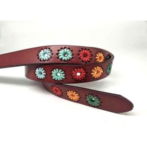 Embroidered Flowers Cowhide 95cm Female Leather Belts