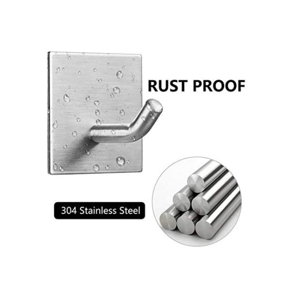 SUS304 Stainless Steel Heavy Duty Adhesive Hooks Removable Hooks For Walls