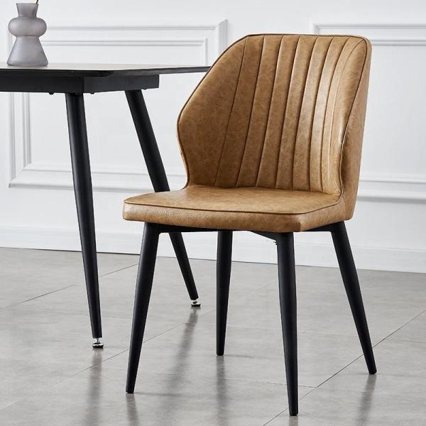 Modern PU Velvet Dining Chair with Metal Legs 46x46x82cm