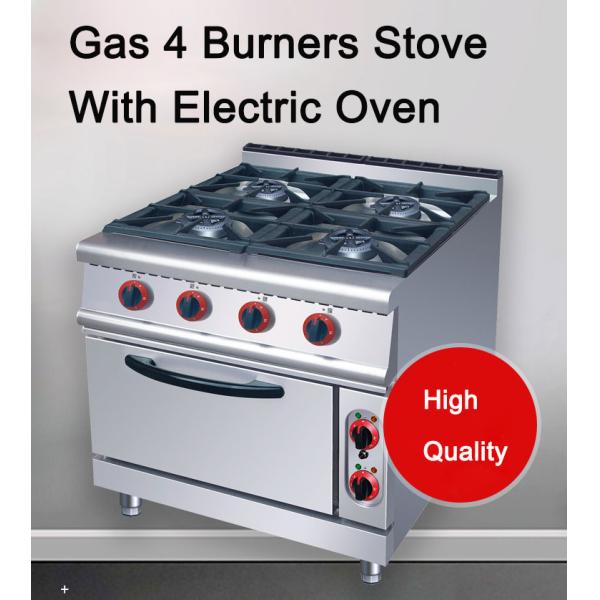 Stainless Steel Gas Stove And Electric Oven For Hotel Kitchen With 4 Burners And Oven