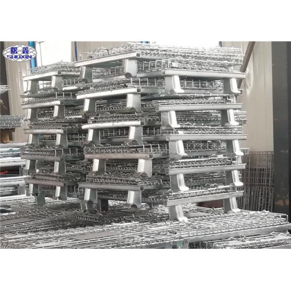 Wire Mesh Steel Pallet Cages Foldable Heavy Duty Storage For Warehouse