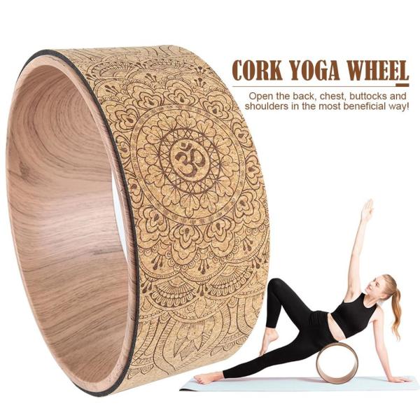Fitness Yoga Roller Wheel , Cork Yoga Wheel TPE Yoga Circles Gym Workout Back Training Tool