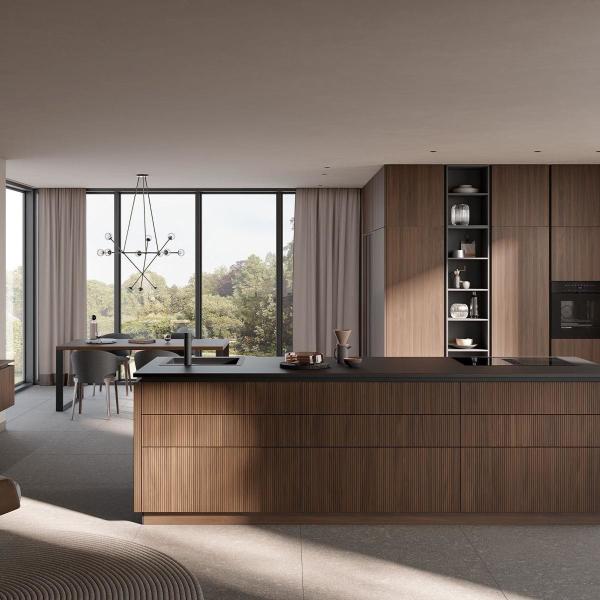 Custom Modern Furniture Kitchen Dining Room Cabinet Wood Veneer Door Panel Kitchen Wall Cabinet