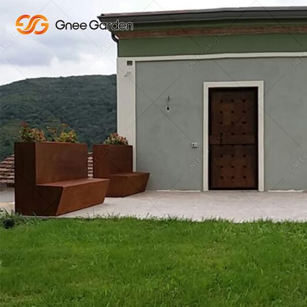 Custom Outdoor Corten Steel Furniture Designed Bench with Planter
