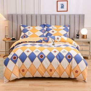 White 4 Piece 100% Cotton Quilt Bedding Set Customized Color Comforter Bed Sheet
