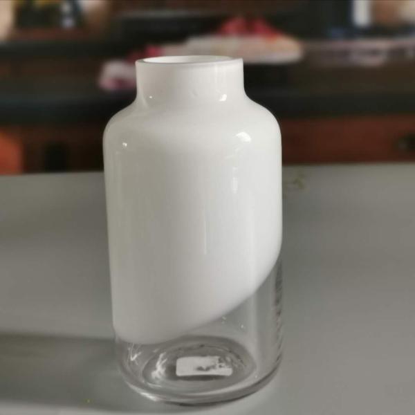 Hand Made Solid White Top Half Ceramic Glass Jar Vase