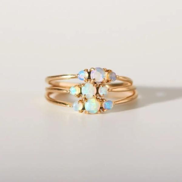 925 Sterling Silver 14k Yellow Gold Plated Opal Rings For Women Wholesale Women Jewelry Rings