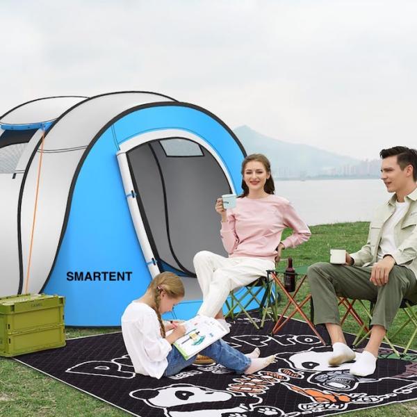 102*75*39Inch Single Layer Silver Backing Polyester 210T Waterproof Pop Up Camping Tent For 2-4Persons With Mesh Windows