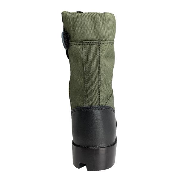 Panama Green Canvas Leather Combat Style Jungle Boots with Side Zipper and Affordable