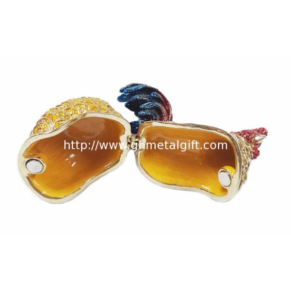 Decorative alloy rooster jewelry boxes beautiful cock enamel trinket box