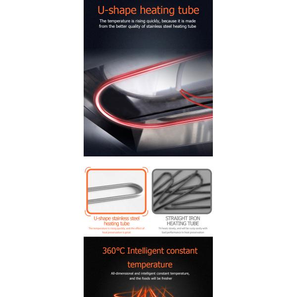 Commercial Kitchen Fried Chicken Food Display Warmer 1220*760*850mm Hot Food Showcase