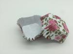 Rose Pattern Greaseproof Paper Muffin Cases , Floral Square Paper Cupcake Liners