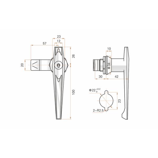 Chrome L Handle Lock , Zinc Industrial Cabinet Handles Long Using Life