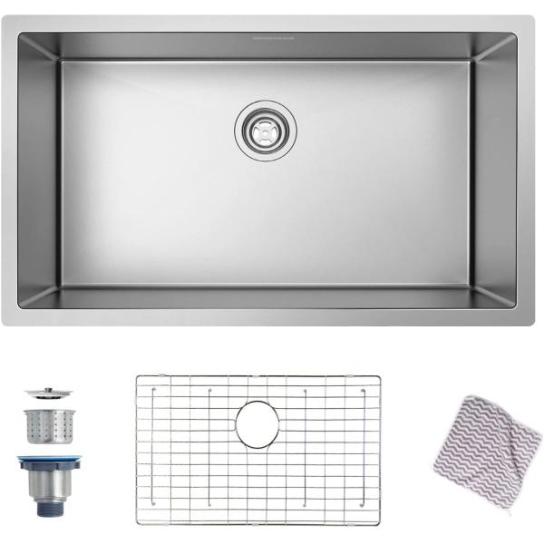 32'' X 19'' 16 Gauge Undermount Stainless Steel Kitchen Sink With Accessories