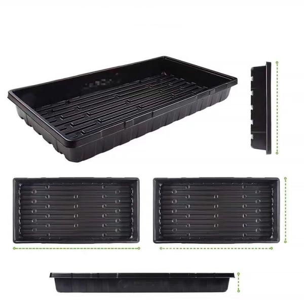 Black Hard Rectangular Flat Grow Trays Greenhouse Seed Starter Tray With Holes