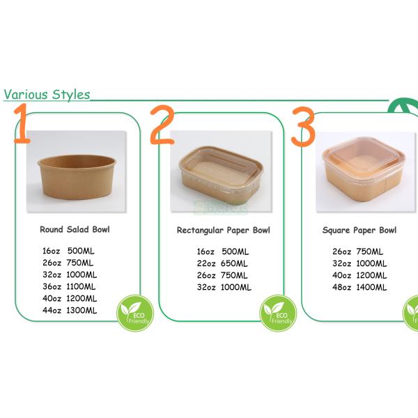 Customized Disposable Kraft Paper Salad Bowl With Lid For Food Paper Container