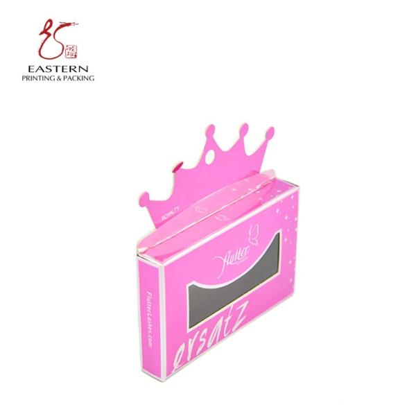 Foldable 350gsm White Cardboard Eyelash Packaging Box Crown Shaped