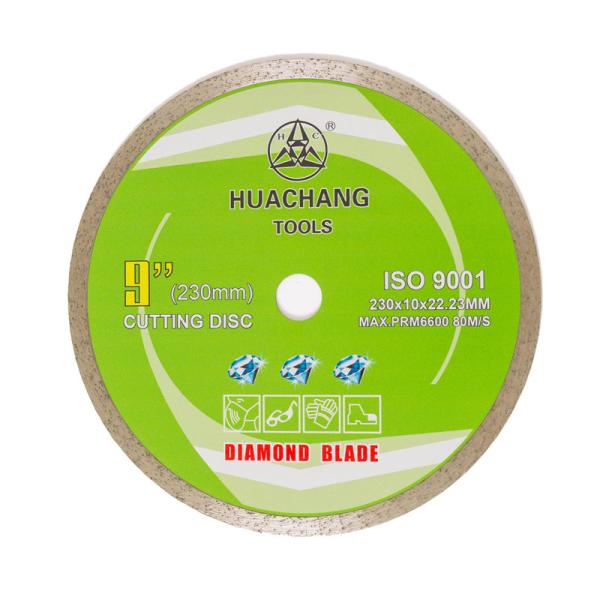 high quality 9inch Cold Press 230×1.8/2.6×10×22.23mm Continuous Rim Diamond Blade For General Purpose ,Ceramic , Marble