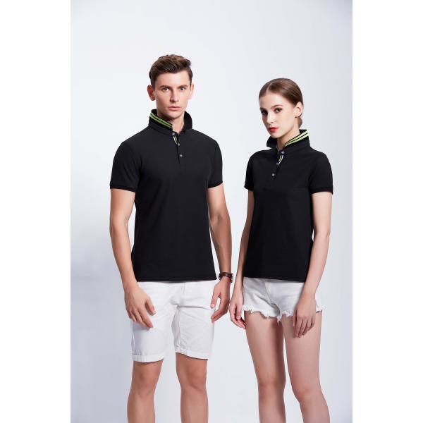 Leisure Style Black Polo Neck T Shirt Mens 100 Cotton Work Shirts Short Sleeve SGS