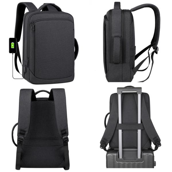 Lightweight Black Anti-Theft Waterproof Laptop Backpack for Business Casual Oxford Material Customizable Logo USB Feature