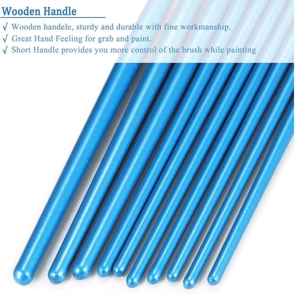 24 Pieces Art Brushes Set Wooden Handles Paint Brushes With Canvas Brush Case