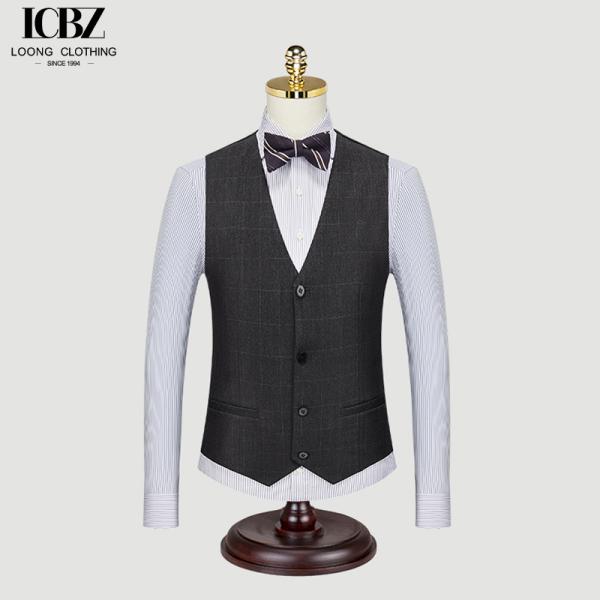 Customized Color Men's Plaid Suit Vest for Business Banquet in Retro British Style