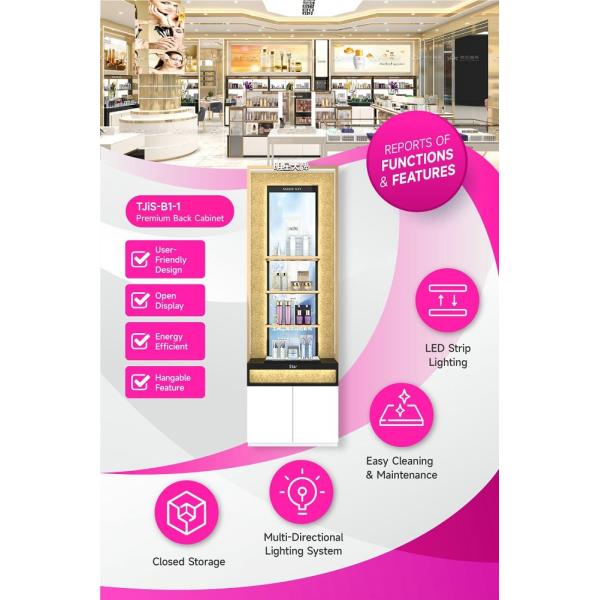 TJiS-B1-1 Multi-Directional Lighting System Skincare Display Cabinet for Airports