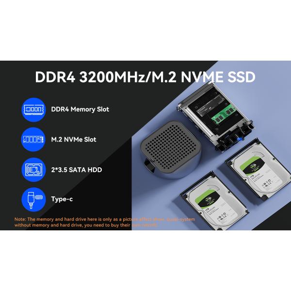 Intel N100 Processor NAS Mini PC With DDR4 Max Up To 32GB And Dual LAN Dual Fans