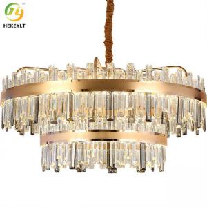 Quality LED Gold Round K9 Crystal Hanging Ceiling Light Modern Crystal Chandeliers wholesale